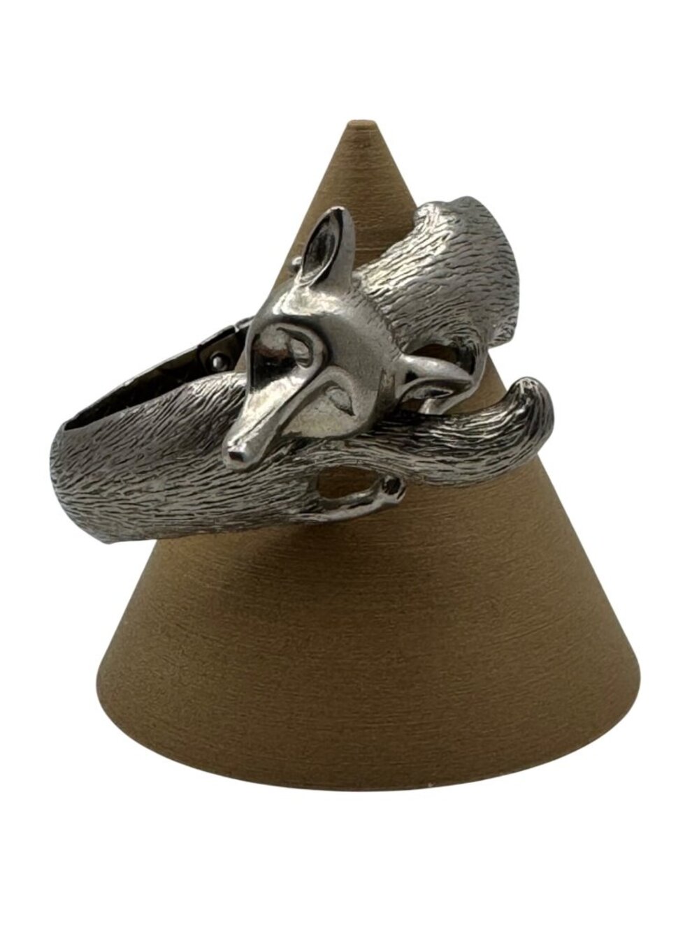 Castlecliff Fox Clamper Bracelet Silver-Tone Cuff Bracelet Animal Statement